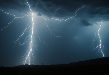 couple of lightning strikes in the sky