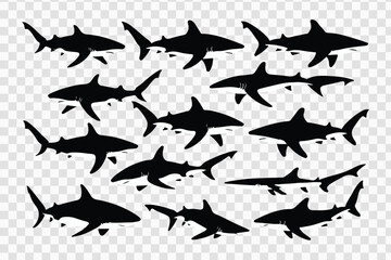 Shark Silhouettes Vector - Ocean Predator Illustration Collection