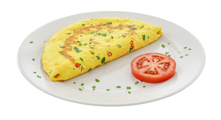 Isolated Omelette with Tomato