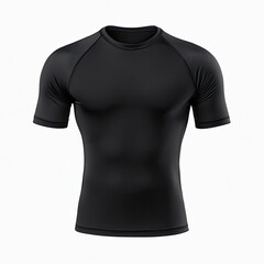 A plain black, short-sleeve, fitted athletic t-shirt displayed on a white background.