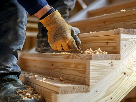 Carpenter Working with Wood - Powered by Adobe