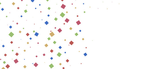  Colorful assorted confetti with serpentine on white