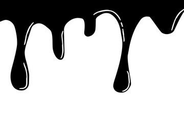 Black Liquid vector paint drops. Flowing, spilled, drop, splash, leak concept vector. ink drip and black Melt Drips. vector illustration.	