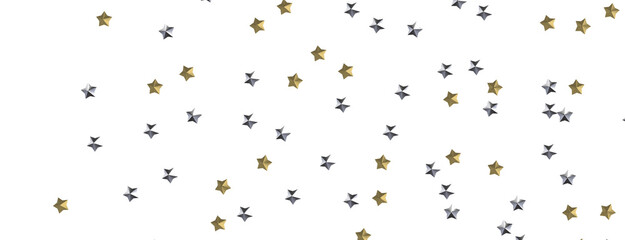 XMAS Stars - Banner with golden decoration. Festive border with falling glitter dust and stars.