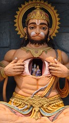 Majestic Hanuman with Devotional Heart