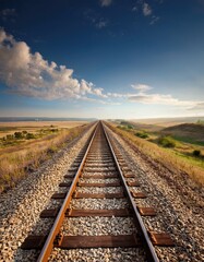 Obraz premium Train Tracks Leading to Horizon