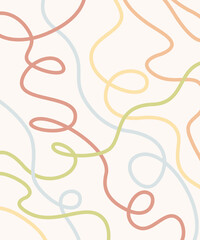 Minimalistyczne pastelowe linie abstrakcyjne, organiczne kształty na jasnym tle - współczesne graficzne tło do projektów. © Monika