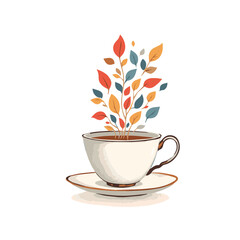 cup of coffee with flowers