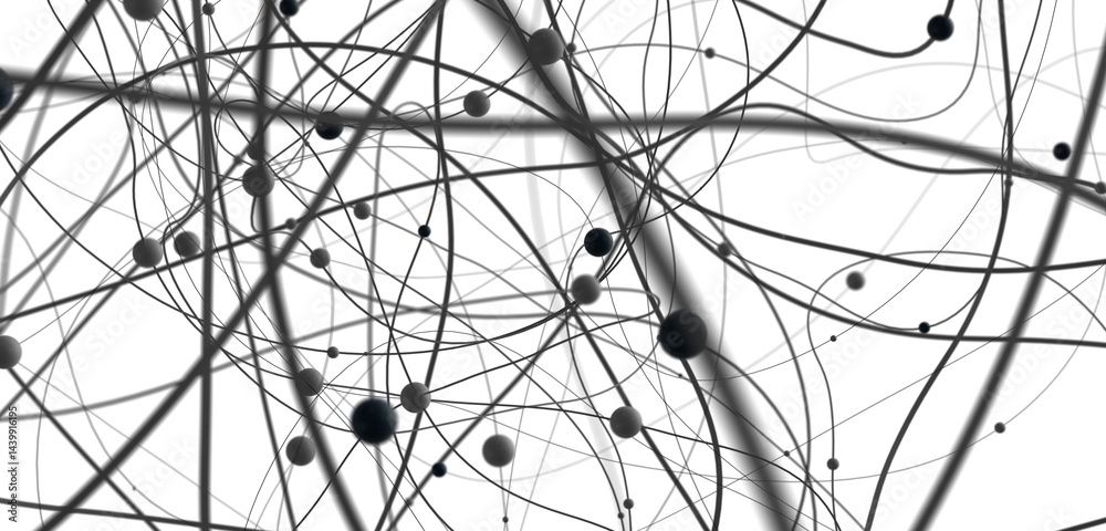 Aufkleber Multi color connected lines and dots network 3d illustration