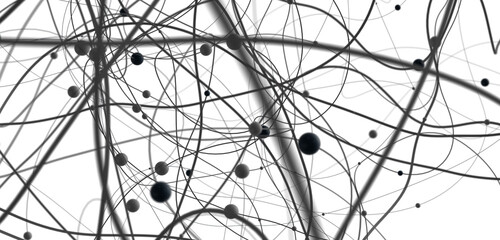 Multi color connected lines and dots network 3d illustration