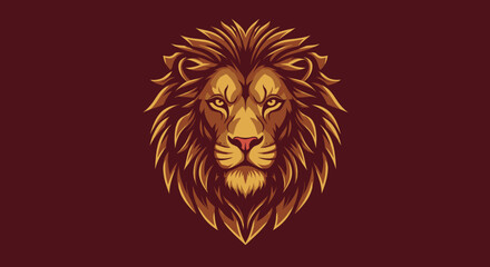 Obraz premium Lion with Red Background