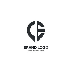 Creative Initial E Letter with Location Mark - Logo Design Concept.