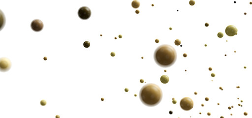 Abstract image of various sized spheres floating in white space. Ideal for website backgrounds or design elements.