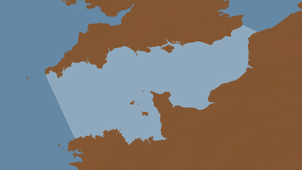 English Channel highlighted. Patterned map