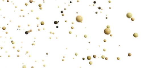Abstract background image with beige and brown spheres of varying sizes floating on a white backdrop.