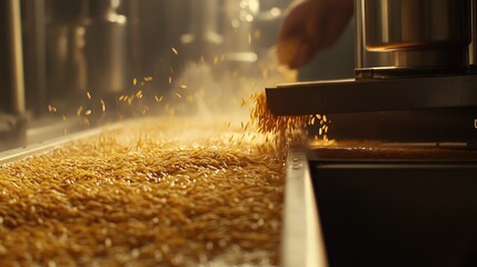 Raw jasmine rice grains being prepared for mycotoxin analysis