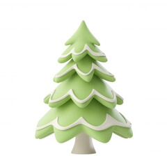 Fototapeta premium 3d rendering of a stylized christmas tree with a golden star, green and white segments, and baubles, isolated on a transparent background