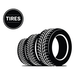 A silhouette of Car tire vector on a white background