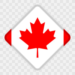 Vector icon featuring Canadian Maple Leaf flag design in diamond shape. Icon for themes related to Canada or Canadian culture