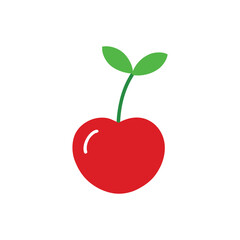 red cherry silhouette vector icon on white background