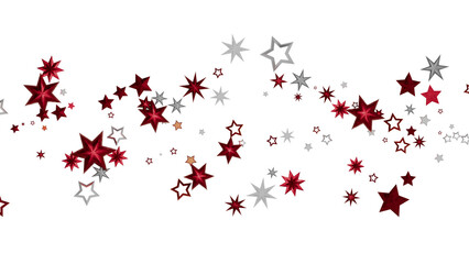 Beautiful image of red and silver stars on white background. Perfect for holidays, celebrations, and more!