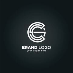 Abstract Letter C and S Monogram Logo with Black Background.