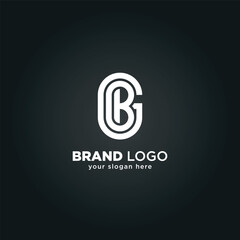 Abstract Letter G and B Monogram Logo with Black Background.