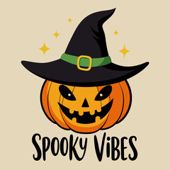 Cute Pumpkin with Witch Hat Saying 