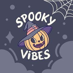 Cute Pumpkin with Witch Hat Saying 