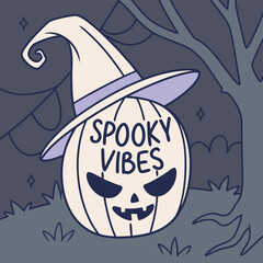 Cute Pumpkin with Witch Hat Saying 