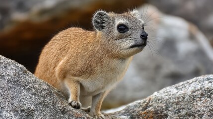 Rock Hyrax Portrait: Alert and Curious in Natural Habitat