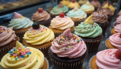 cupcakes with colorfull cream
