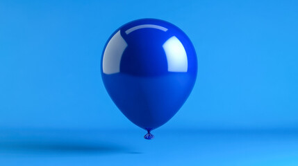 Obraz premium Floating blue balloon captured against a vibrant blue background in high resolution