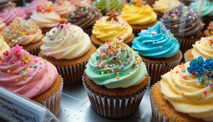 cupcakes with colorfull cream