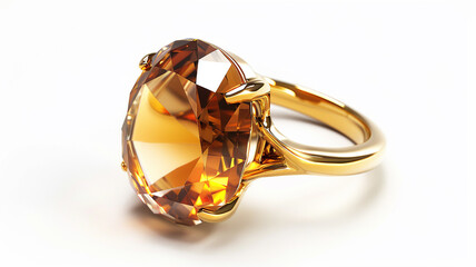 Radiant 14k yellow gold ring featuring a large, oval faceted citrine gemstone. Elegant and warm.