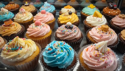 cupcakes with colorfull cream