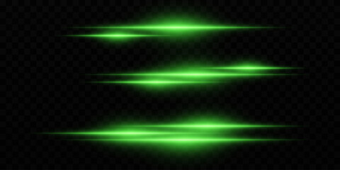 Light lines effect.Horizontal neon rays.On transparent background.EPS 10.