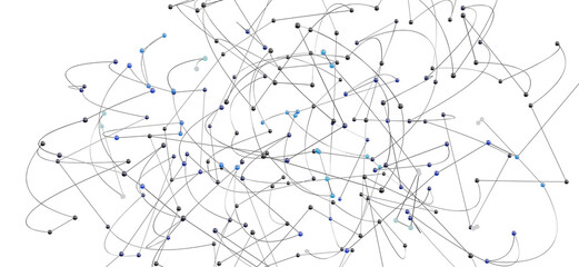Obraz premium Abstract background with interconnected nodes and lines. Network graph visualization.