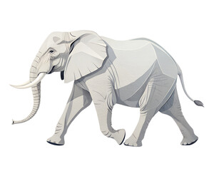 Fototapeta premium 3D Illustration, Minimalistic African Elephant walking, isolated on a transparent background