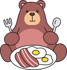 Illustration of cute bear icon.
Funny bear in daily activities elements.