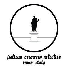 Circle Icon Julius Caesar Statue. Vector illustration