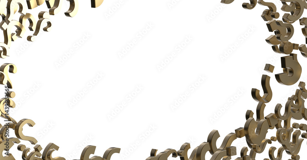 Poster colored question marks background concept. 3D Rendering.