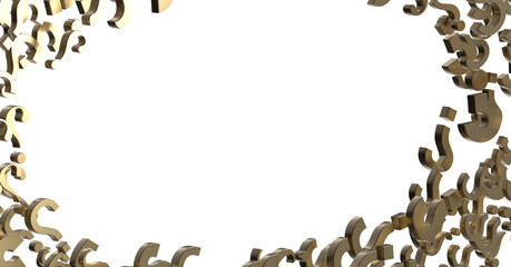 colored question marks background concept. 3D Rendering.