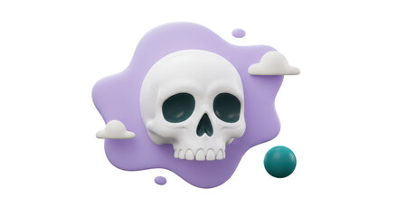 Isolated Skull with Clouds and Ball