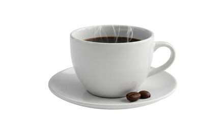 Isolated Cup of Coffee with Coffee Beans