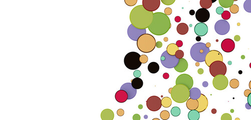  Colorful assorted confetti with serpentine on white