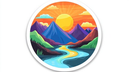 Colorful Mountain Sunset Scene