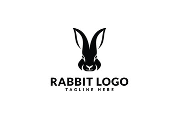 simple rabbit head logo design, logo icon vector illustration silhouette