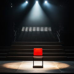 red chair in the dark room
