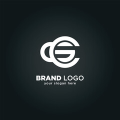 Modern Letter G and C Monogram Logo with Black Background.